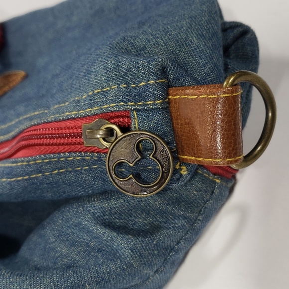 Vintage Disney Mickey Mouse Denim Tote Hand Bag Purse & Wallet - Picture 13 of 16